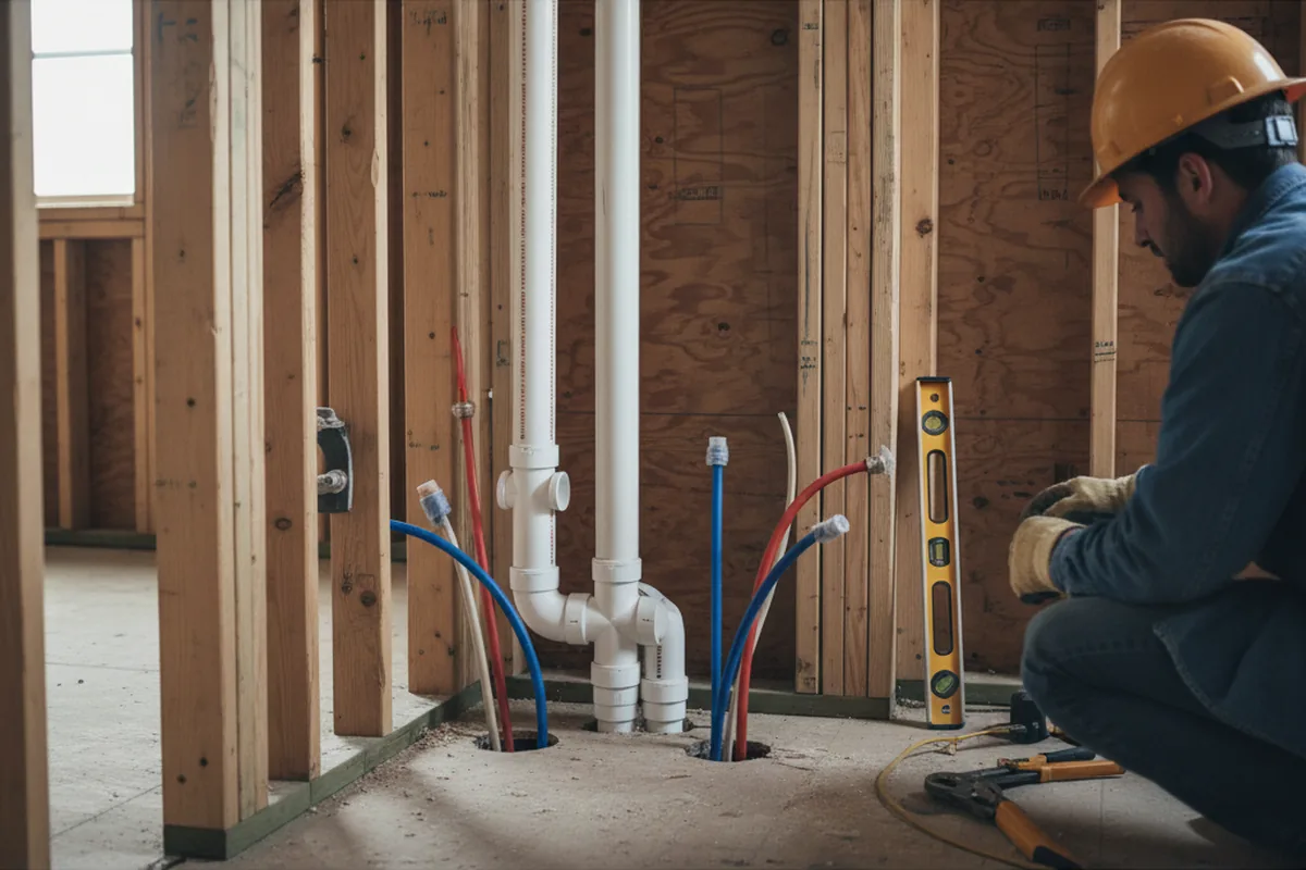 Drain and supply rough-in during Leak Detection in Wellsville
